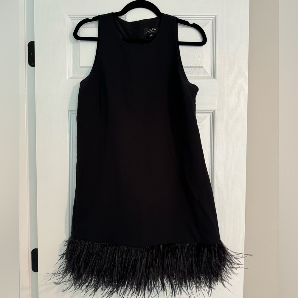 Jcrew Crepe Feather Trim dress
